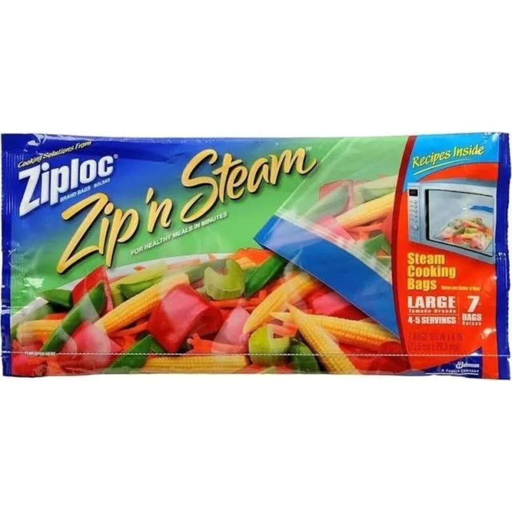 Ziploc Zip n Steam Bags Medium Glad Simply Cooking Microwave Steamer Lot 17 Bags